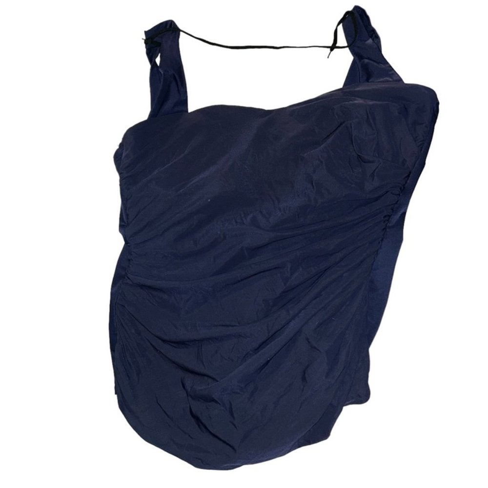 Lands' end navy blue ruched sides sweetheart top skirt front one piece b…